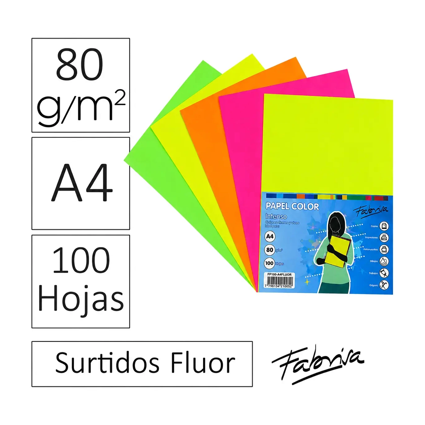 PAPEL A4 80G 100 HOJAS SURTIDO FLUOR