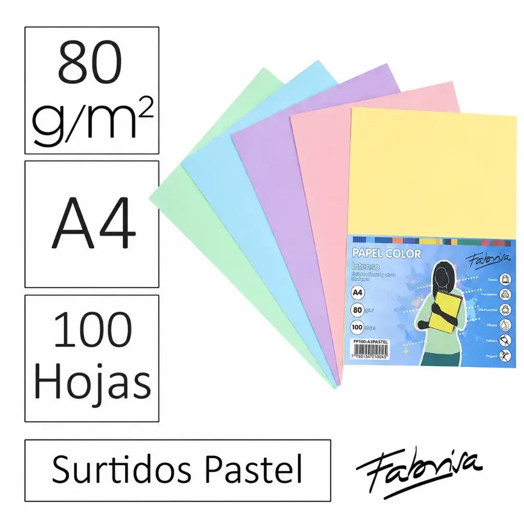 PAPEL A4 80G 100 HOJAS SURTIDO PASTEL 