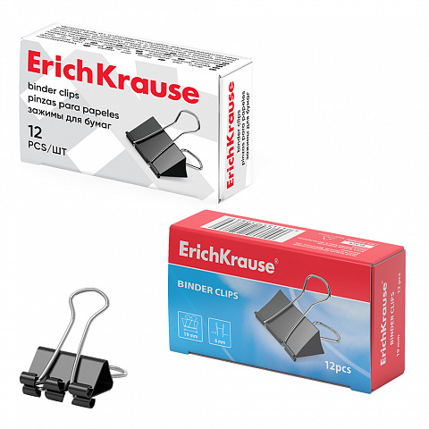 PINZAS PARA PAPELES ERICHKRAUSE® 19 MM CAJA 12 UDS