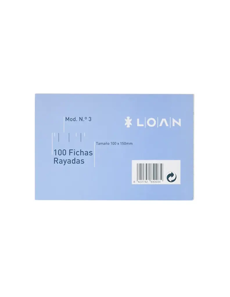 FICHAS LISAS LOAN 100 X 150 MM Nº 3
