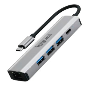 HUB TIPO C 5 PUERTOS IGGUAL 3×USB+RJ45+TIPO C