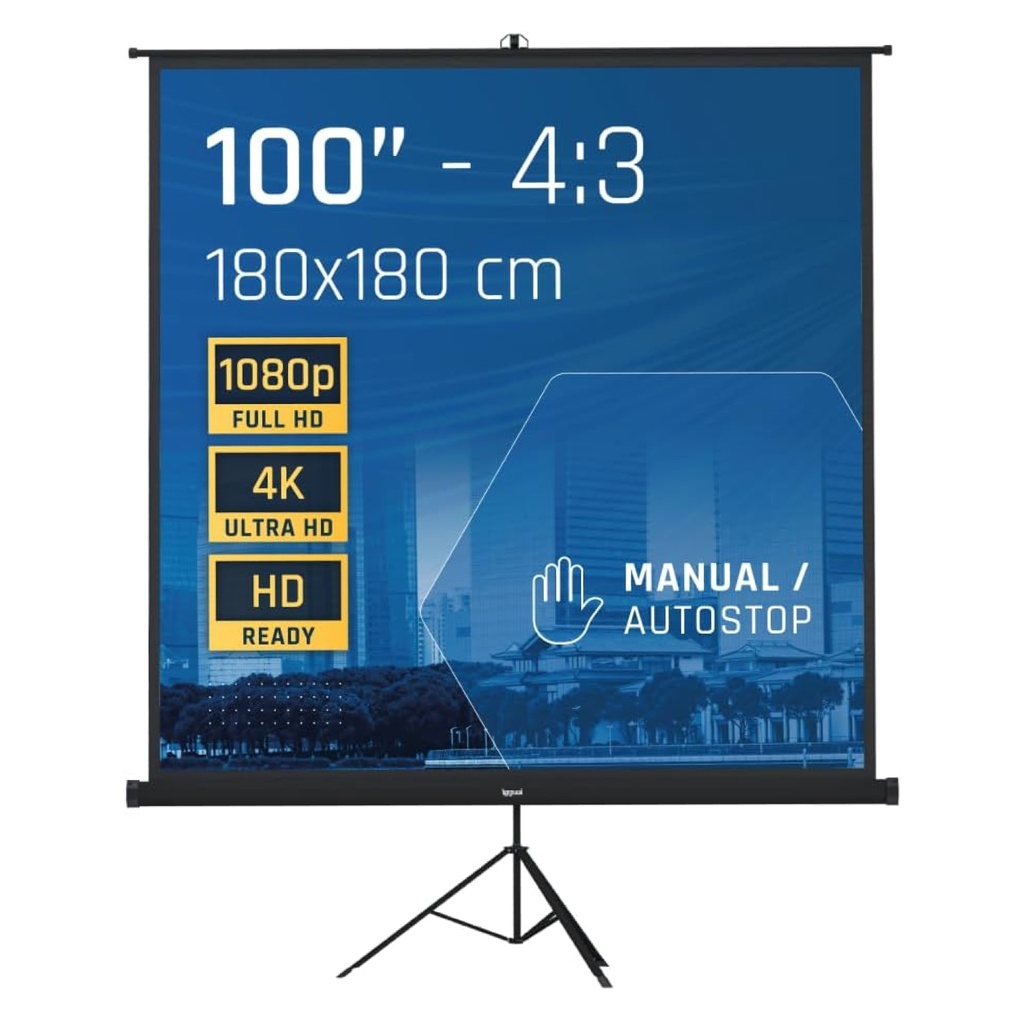 PANTALLA 100" 180X180 CM CON TRÍPODE + BOLSA IGGUAL 