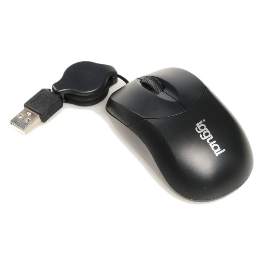 RATÓN RETRÁCTIL IGGUAL COM-BASIC-800DPI NEGRO