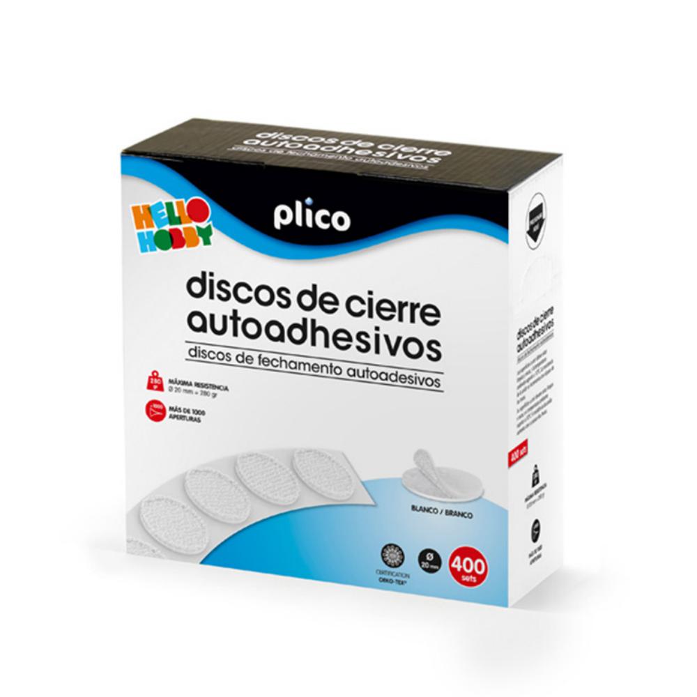 DISCO BLANCO 20MM DE CIERRE PLICO VELCRO AUTOADHESIVO CJ. 400 UDS