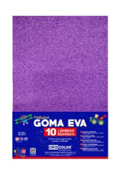 HOJAS DE GOMA EVA CON PURPURINA UNICOLOR MORADO 40x60