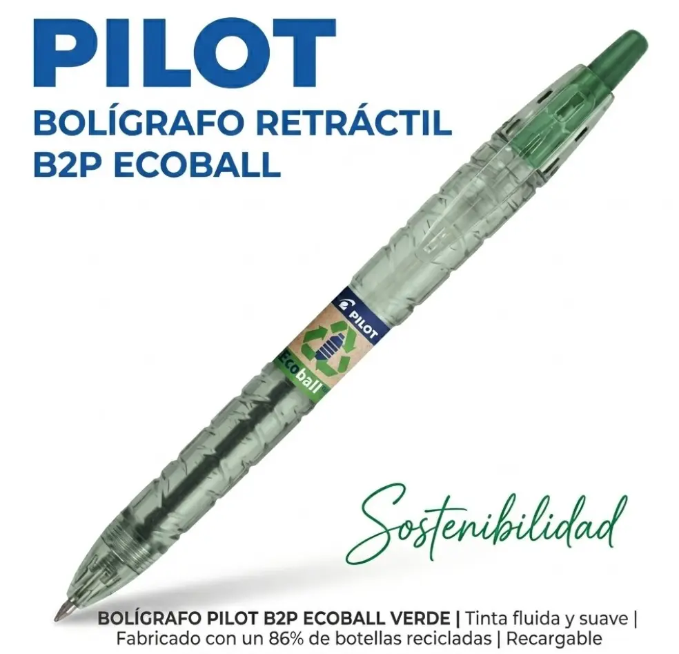 BOLÍGRAFO PILOT ECOBALL B2P VERDE