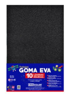 HOJAS DE GOMA EVA CON PURPURINA UNICOLOR NEGRO 40x60