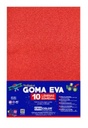 HOJAS DE GOMA EVA CON PURPURINA UNICOLOR ROJO 40x60CM
