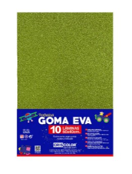 HOJAS DE GOMA EVA CON PURPURINA UNICOLOR VERDE CLARO 40x60