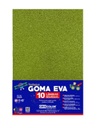 HOJAS DE GOMA EVA CON PURPURINA UNICOLOR VERDE CLARO 40x60CM