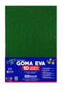 HOJAS DE GOMA EVA CON PURPURINA UNICOLOR VERDE OSCURO 40x60CM