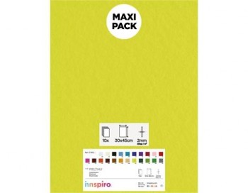 LAMINA FIELTRO ACRÍLICO LIMA 30x45 CM 160 g/m² PACK 10 UNIDADES INNSPIRO