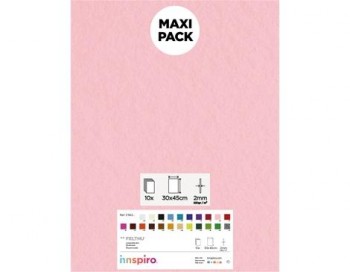 LAMINA FIELTRO ACRÍLICO ROSA CLARO 30x45 CM 160 g/m² PACK 10 UNIDADES INNSPIRO