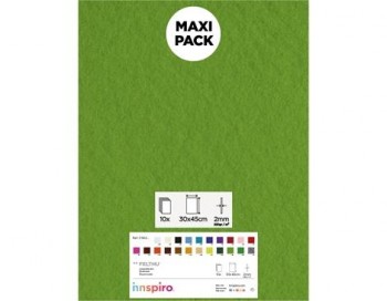 LAMINA FIELTRO ACRÍLICO VERDE CITRICO 30x45 CM 160 g/m² PACK 10 UNIDADES INNSPIRO