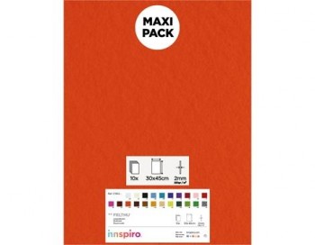 LAMINA FIELTRO ACRÍLICO ZANAHORIA 30x45 CM 160 g/m² PACK 10 UNIDADES INNSPIRO