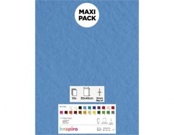LAMINA FIELTRO ACRÍLICO AZUL NAUTICO 30x45 CM 160 g/m² PACK 10 UNIDADES INNSPIRO