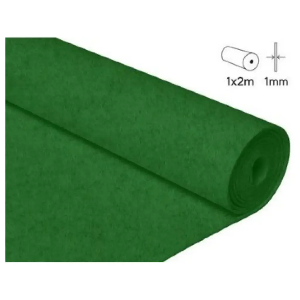 FIELTRO ACRÍLICO VERDE FUERTE ROLLO 100X200CM 160GR/M² INNSPIRO