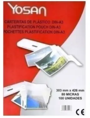 FUNDA PLASTIFICAR A4 YOSAN 125 MICRAS 250 UDS