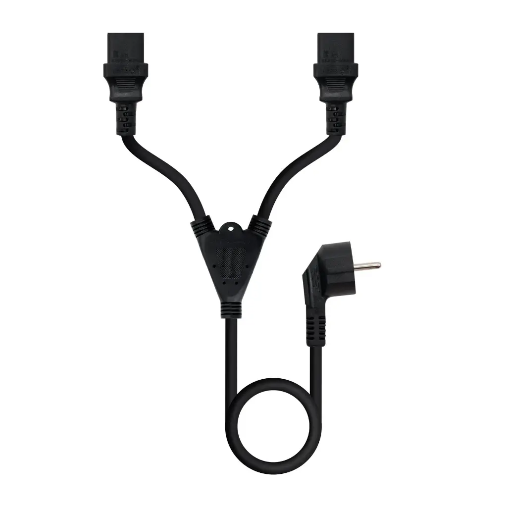 CABLE ALIMENTACIÓN CEE7/M A 2xC13/H 1,8 METROS NEGRO