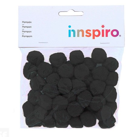 POMPON POLIPROPILENO NEGRO 25MM 50 UDS
