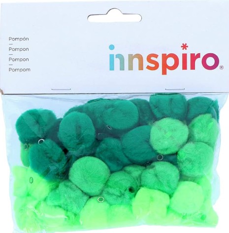POMPON POLIPROPILENO VERDE 25MM 50 UDS