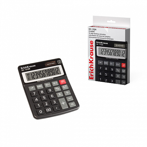 CALCULADORA DE MESA 12 DÍGITOS ERICHKRAUSE DC-312N CLASSIC NEGRO 