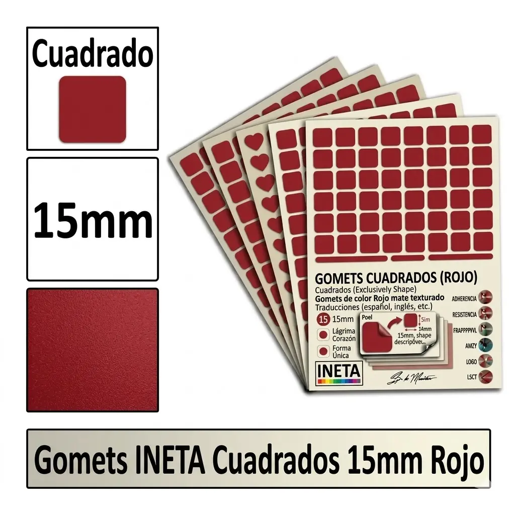 GOMETS CUADRADO MEDIANO Ø 15 MM ROJO