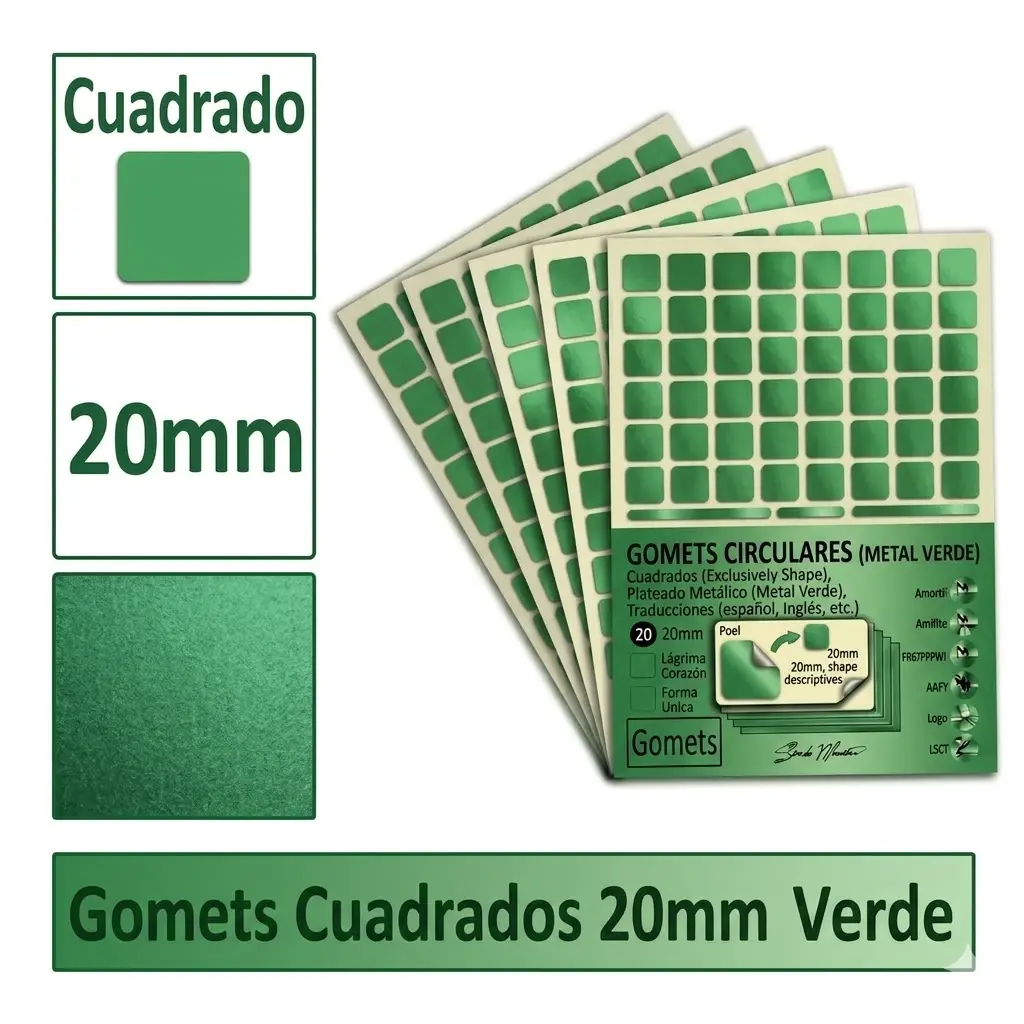  GOMETS CUADRADO GRANDE Ø 20 MM VERDE