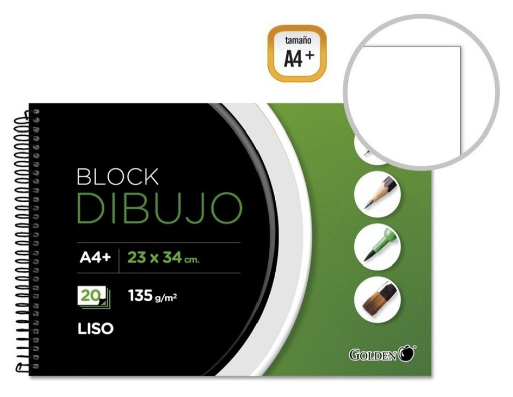 BLOC DIBUJO GOLDEN A4 135 G/M² ESPIRAL LISO