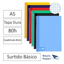 BLOC ESPIRAL A5 TAPA DURA 80 HOJAS 70 GRAMOS CUADRO 4MM