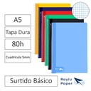 BLOC ESPIRAL A5 TAPA DURA 80 HOJAS 70 GRAMOS CUADRO 5MM