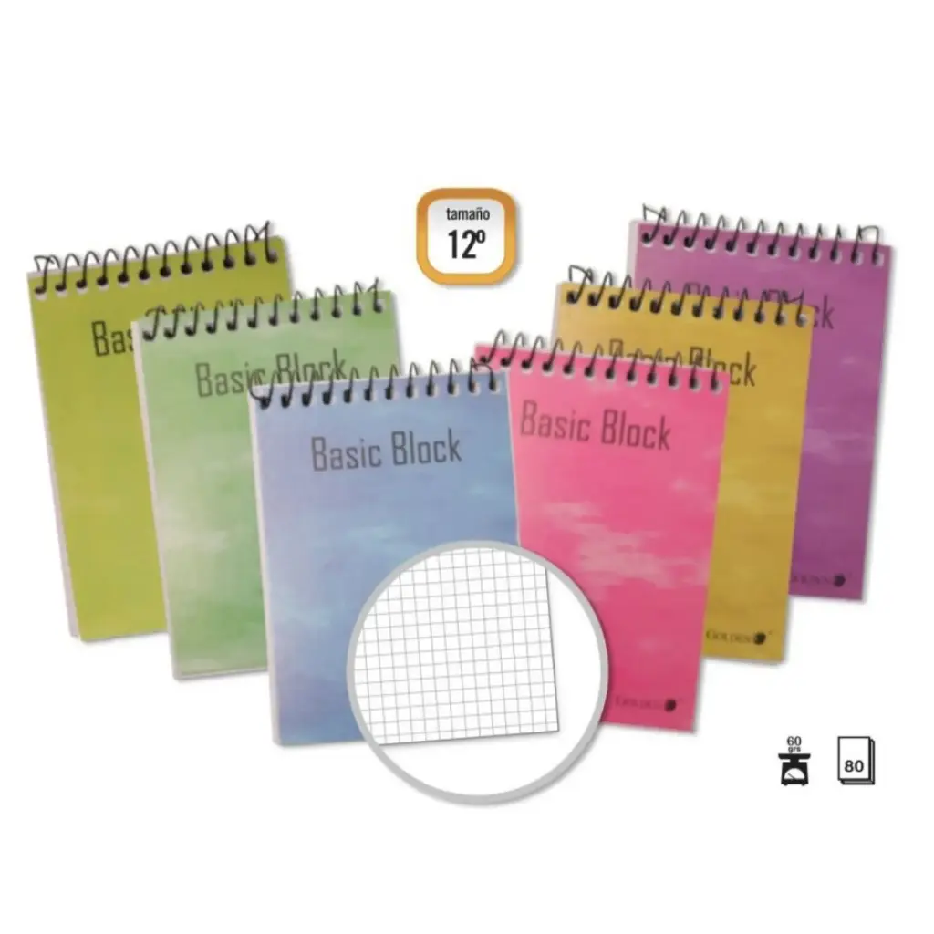 BLOC ESPIRAL GOLDEN 12º APAISADO 85×125MM 80 HOJAS 60 G/M² CUADRÍCULA
