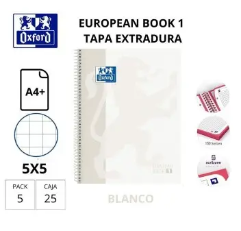 BLOC OXFORD A4+ ESPIRAL CUADRÍCULA 5 MM BLANCO (EUROPEANBOOK 1) 
