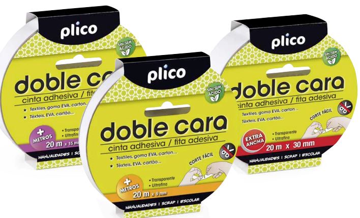 CINTA ADHESIVA DOBLE CARA PLICO 15MM×20M  TRANSPARENTE 