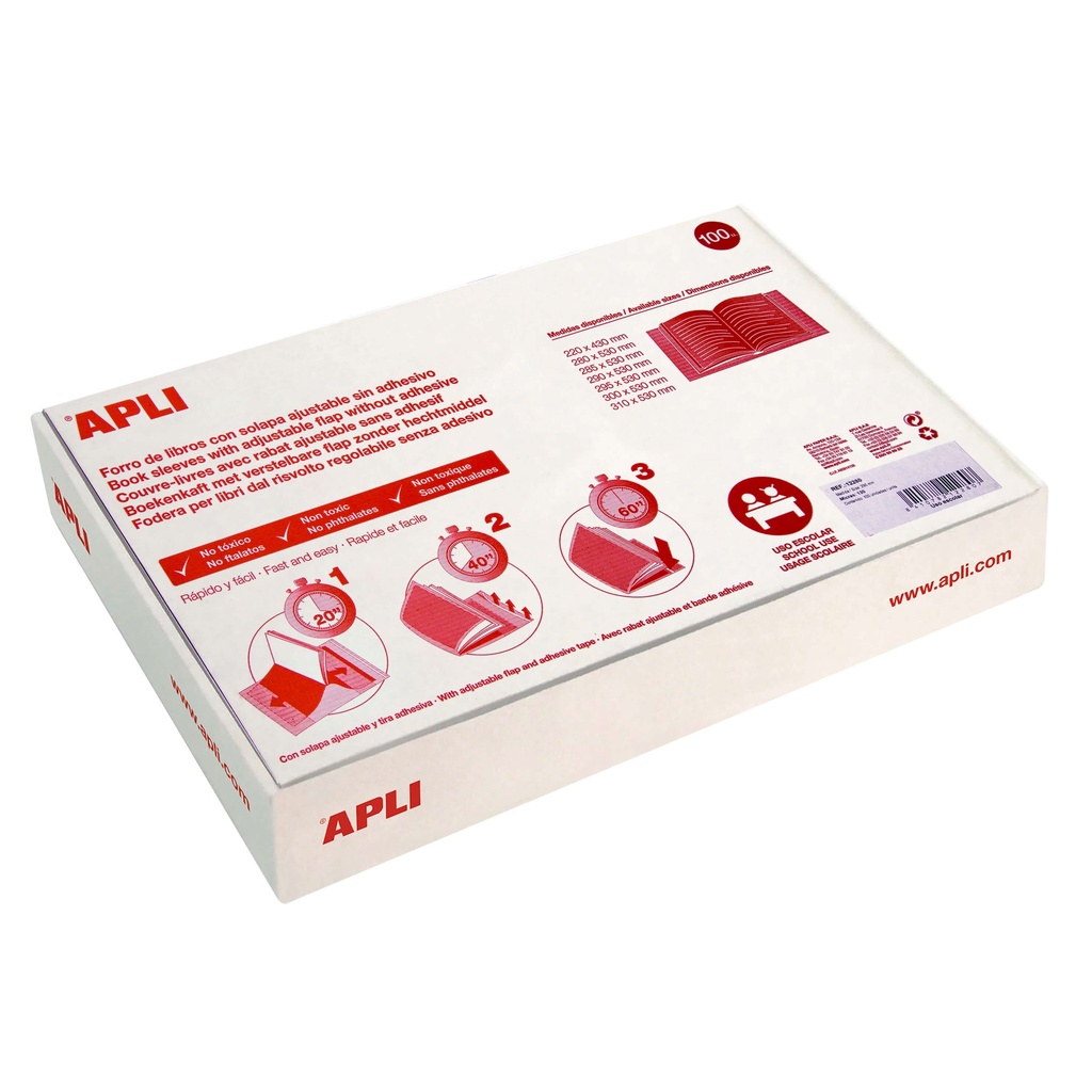 FORRO DE LIBROS CON SOLAPA AJUSTABLE PVC 290MM 100UDS