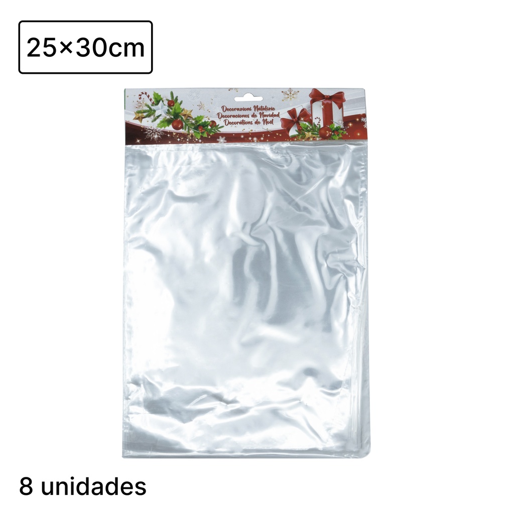 BOLSAS DE POLIPROPILENO TRANSPARENTE BOPP 25×30 CM SIN CIERRE