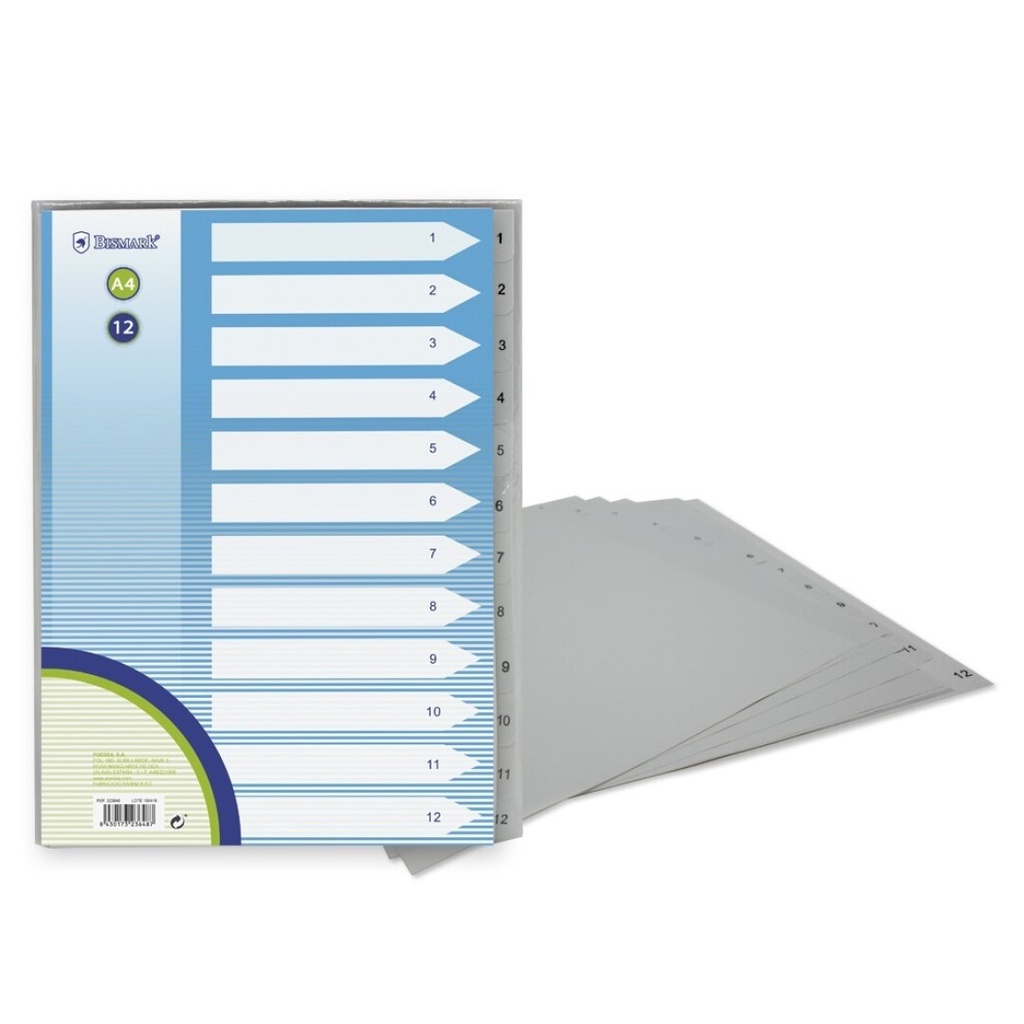 SEPARADORES A4 POLIPROPILENO 12 DEPARTAMENTOS 