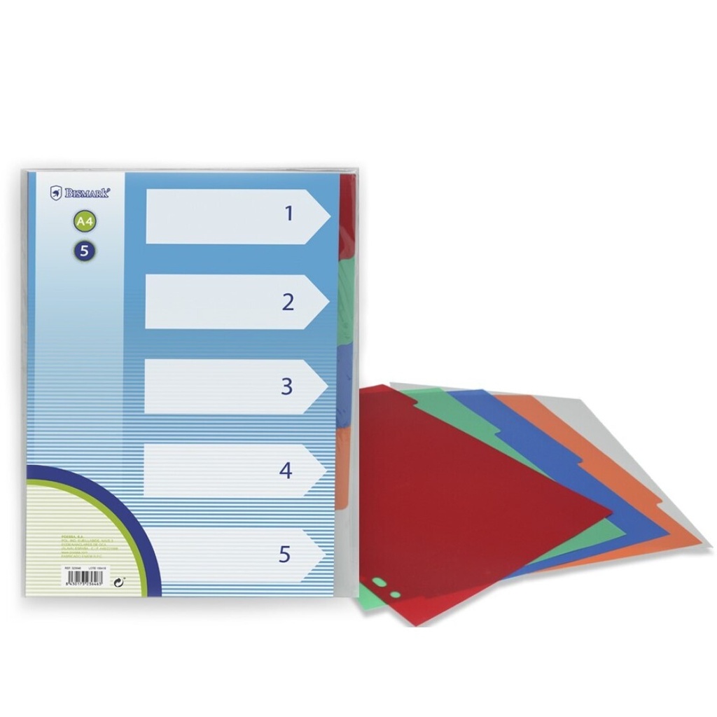 SEPARADORES A4 POLIPROPILENO 5 COLORES 