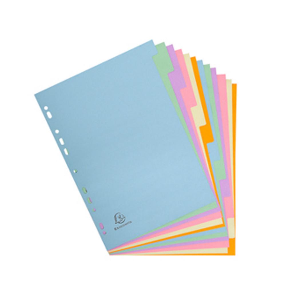 SEPARADORES EXACOMPTA A4 12 POSICIONES COLORES PASTEL