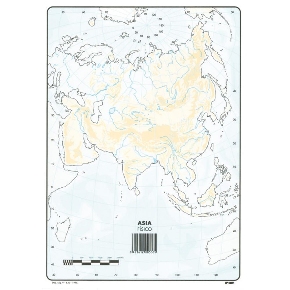 MAPAS DE ASIA FISICO BLOC 50 HOJAS