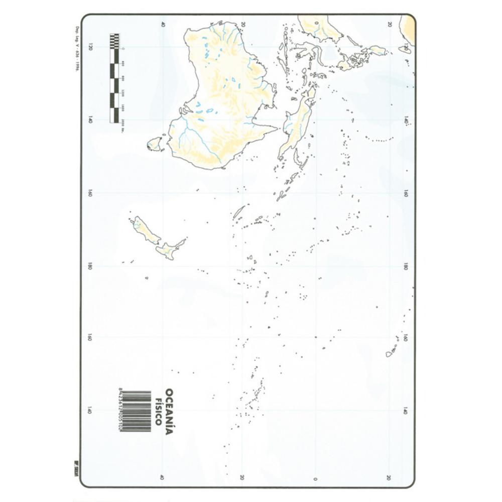 MAPAS DE OCEANIA FISICO BLOC 50 HOJAS