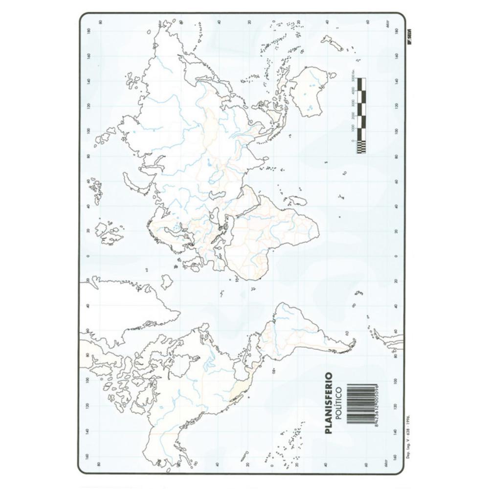 MAPAS DE PLANISFERIO POLITICO BLOC 50 HOJAS