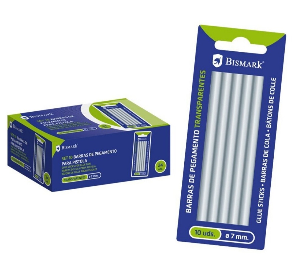 BARRA TERMOFUSIBLE DE COLA 7.5MMX10CM RECAMBIO PACK 10 UNIDADES