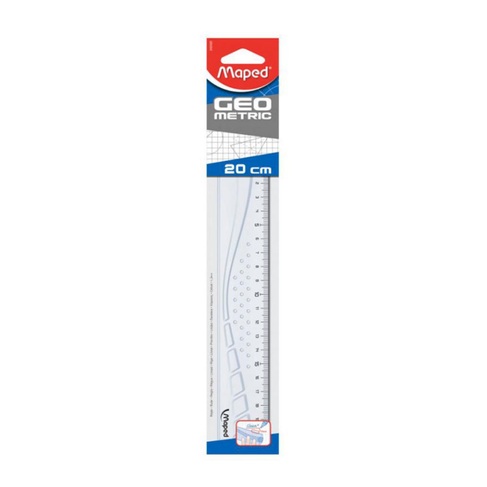 REGLA GEOMÉTRICA MAPED 20CM TRANSPARENTE