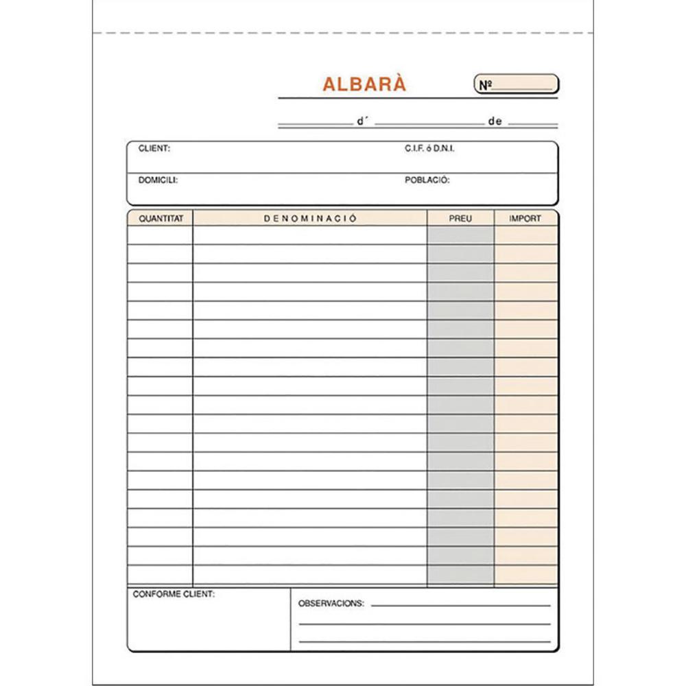 TALONARIO DE ALBARANES 4º DUPLICADO QUÍMICO CATALÁN