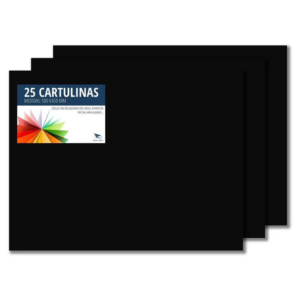 CARTULINA RAYLU  50×65CM 180 GRAMOS NEGRA 25 HOJAS