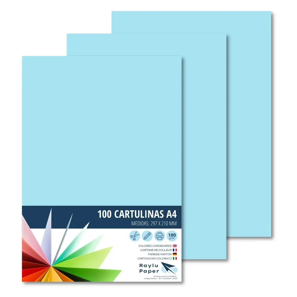 CARTULINA RAYLU PAPER A4 180 g/m² AZUL CELESTE