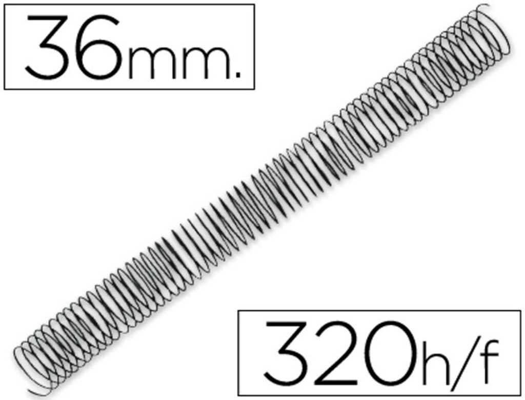 ESPIRALES METAL 36 MM NEGRO 4:1