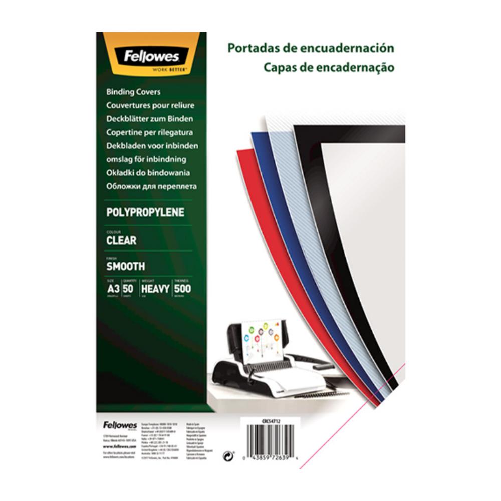 FELLOWES PORTADAS POLIPROPILENO A3 TRANSPARENTES 500 MICRAS (PACK 50)