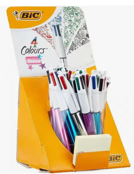 BOLÍGRAFO BIC 4 COLORES SHINE 20ud